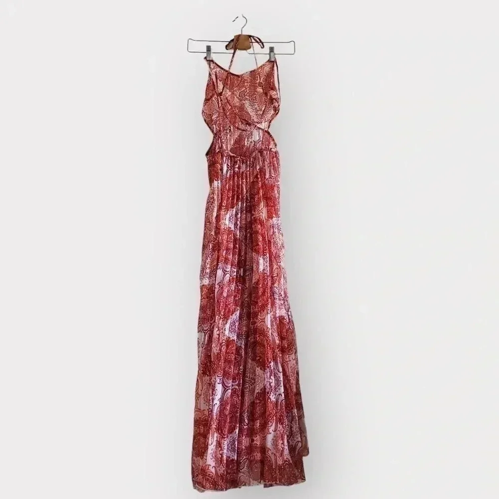 NWT Topshop Womens Paisley Print‎ Cover-Up Chiffon Maxi Dress Size Small